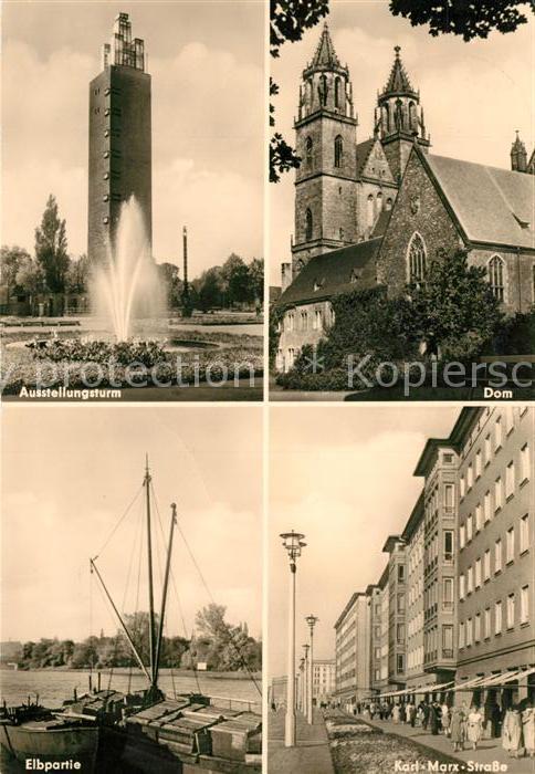 Magdeburg Ausstellungsturm Dom Karl Marx Strasse Elbe Hafen
