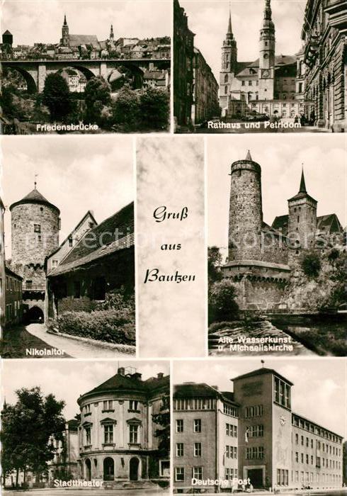 Bautzen Friedensbruecke Rathaus Petridom Nikolaitor Alte Wasserkunst