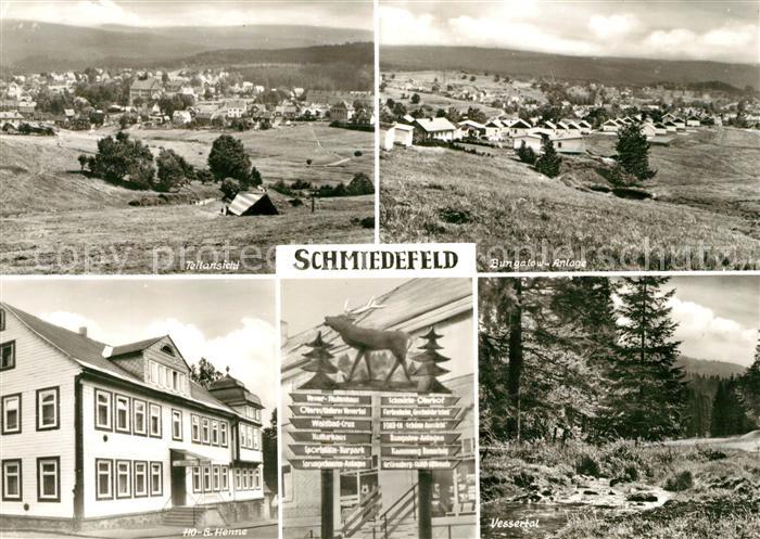 Schmiedefeld Rennsteig Bungalow Anlage HO Gaststaette Henne Vessertal Panorama W
