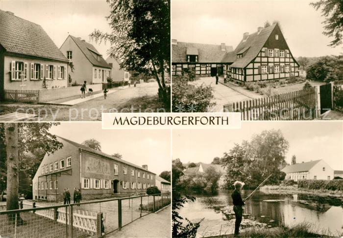 Magdeburgerforth Siedlung Oberfoersterei Dorfteich Betriebsberufsschule Forstarb