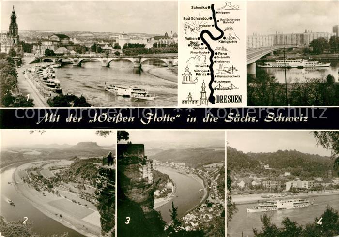 DRESDEN Elbe Terrassenufer Basteiblick Koenigstein Bad Schandau