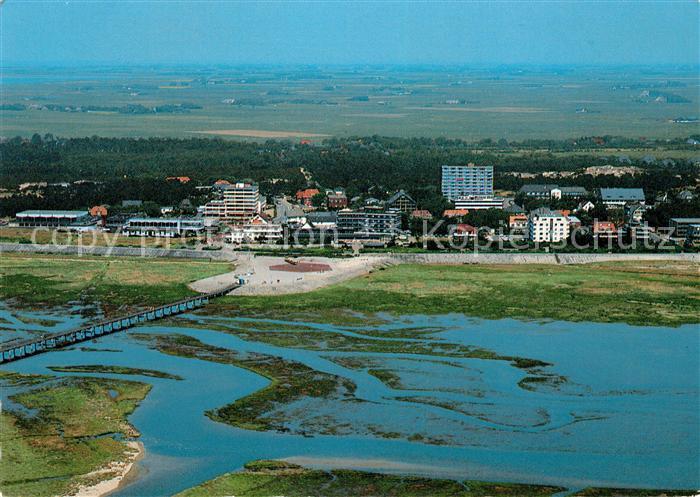 St Peter-Ording Fliegeraufnahme mit Badebruecke und Sandbank