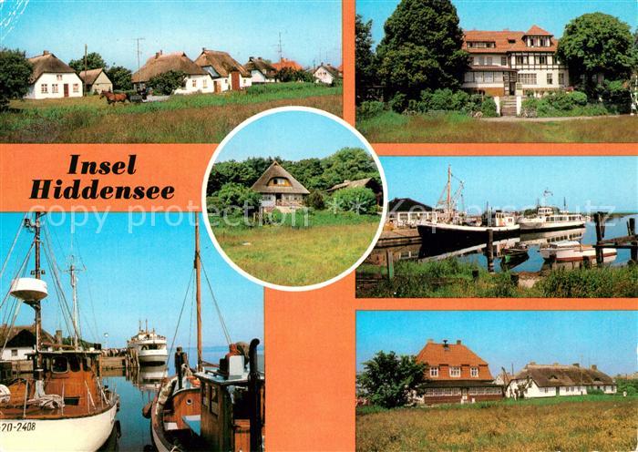 Insel Hiddensee Vitte Fischerhaeuser Hafen HOG Norderende Kloster Fischerhaeuser