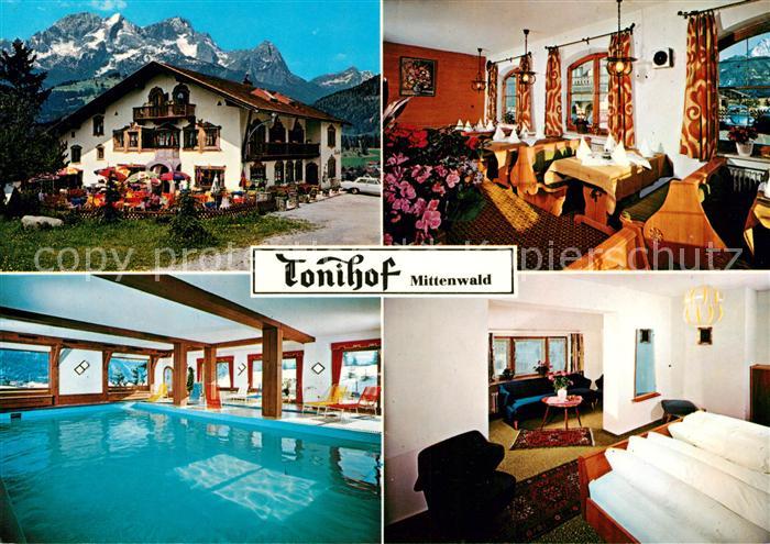 Mittenwald Bayern Hotel Tonihof Gastraum Zimmer Hallenbad