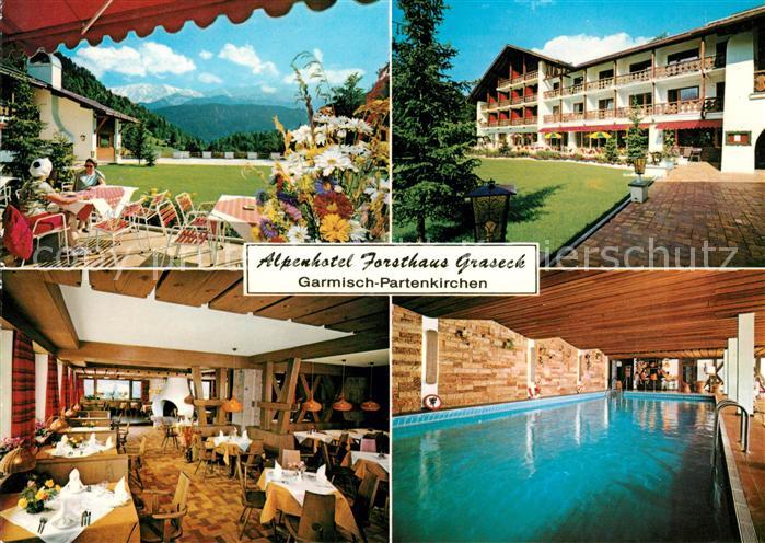 GARMISCH-PARTENKIRCHEN Bayern Alpenhotel Forsthaus Graseck Gastraum Hallenbad
