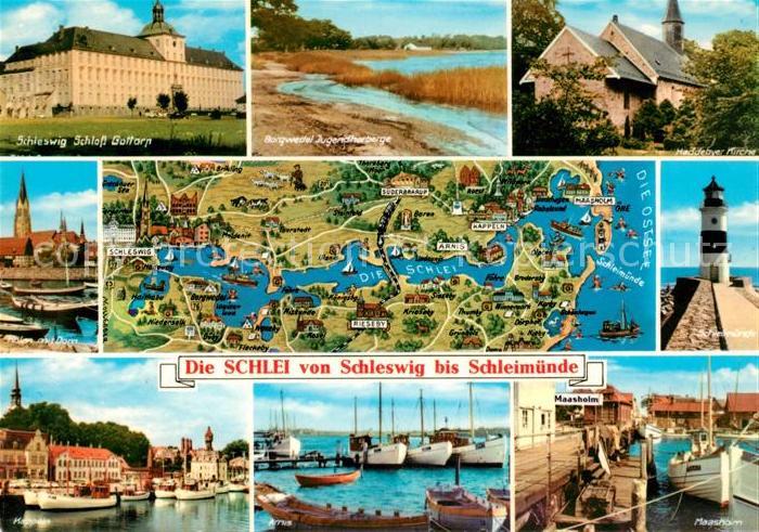 Schleswig Schlei Schloss Gottorp Borgwedel Haddebyer Kirche Holm Dom Gebietskart