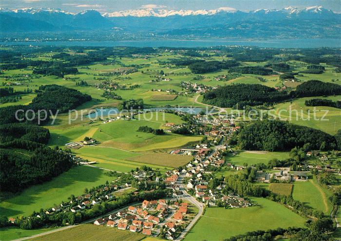Neuravensburg Fliegeraufnahme mit Bodensee und Schweizer Alpen