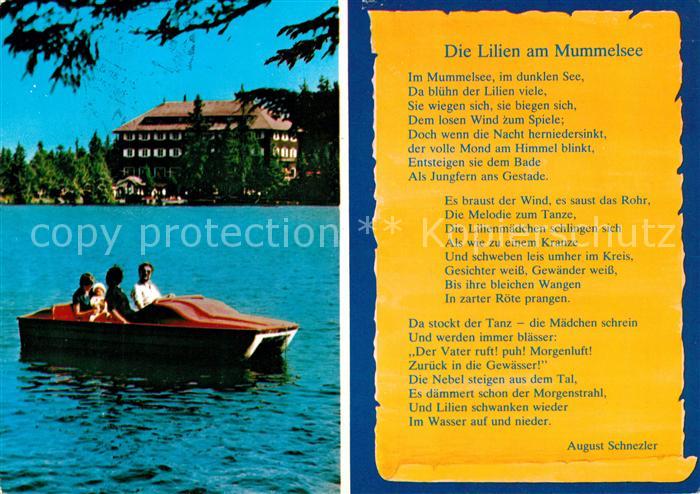 Mummelsee Berghotel Mummelsee Bootspartie Gedicht