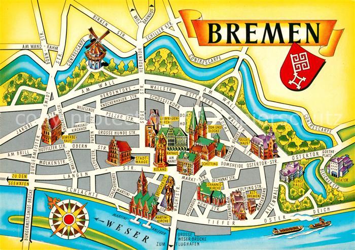 BREMEN CITY Stadtplan Illustration