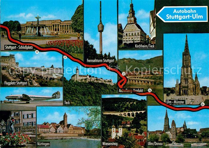 STUTTGART CITY Schlossplatz Fernsehturm Flugplatz Teck Aichelberg Viadukt Ulmer