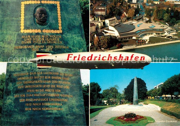 Friedrichshafen Bodensee Graf Zeppelin Haus mit Denkmal Fliegeraufnahme