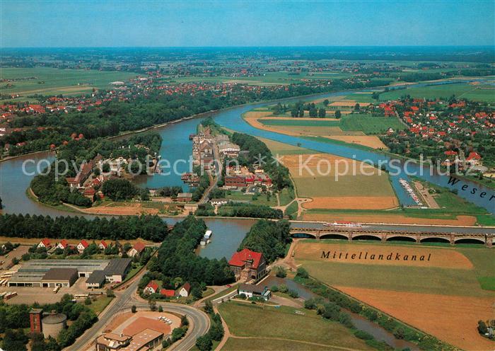 Minden Westfalen Wasserstrassenkreuz und Schachtschleuse Mittellandkanal Weser F