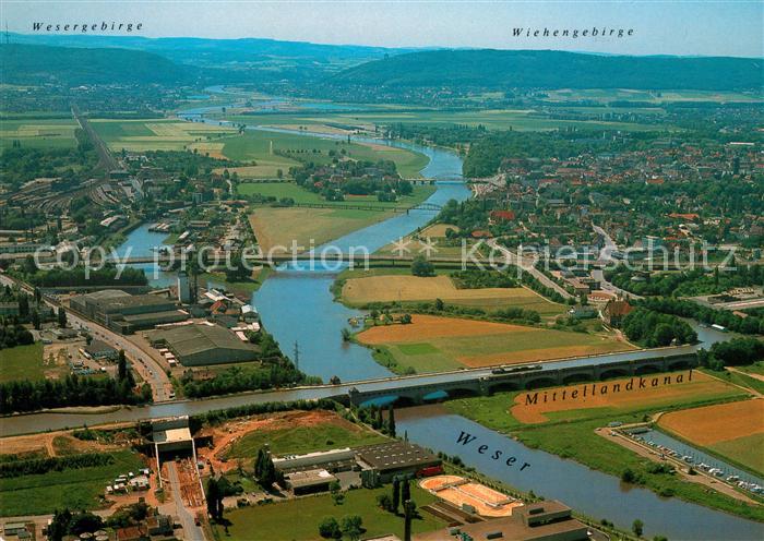 Minden Westfalen Wasserstrassenkreuz und Schachtschleuse Mittellandkanal Weser F