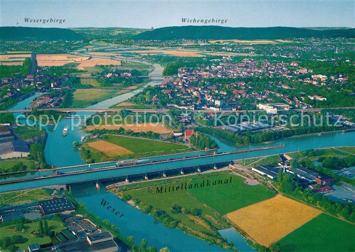 Minden Westfalen Wasserstrassenkreuz und Schachtschleuse Mittellandkanal Weser F