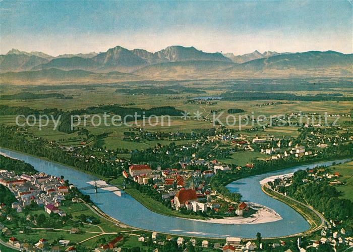 Oberndorf Salzburg Fliegeraufnahme Salzachpartie