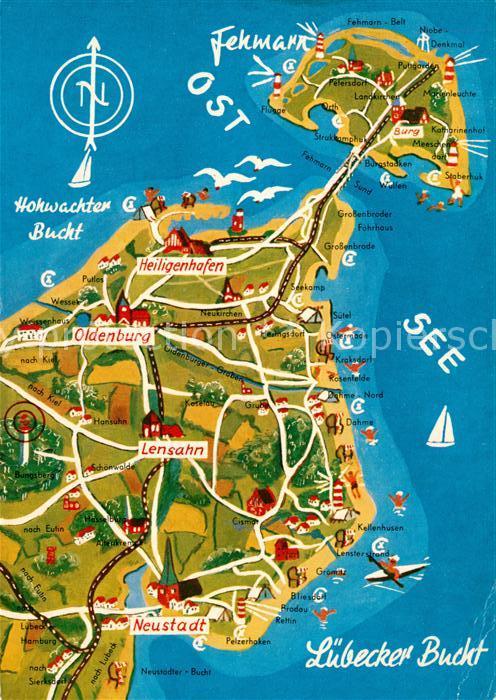 Luebeck Luebecker Bucht Hohwachter Bucht Insel Fehmarn Gebietskarte