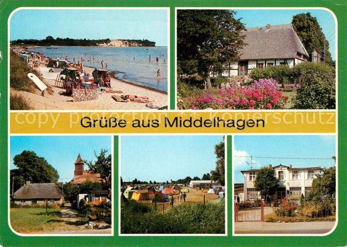 Middelhagen Ruegen OT Lobbe Strand Schilfdachhaus Kirche Zeltplatz Gasthof Zum W