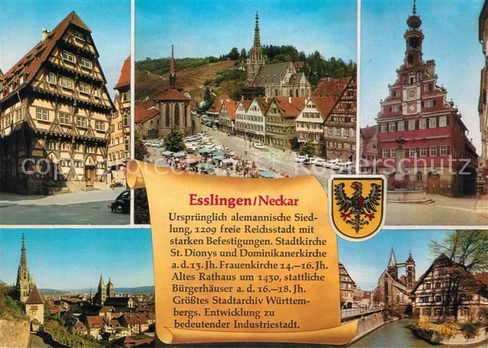Esslingen Neckar Rathaus Buergerhaeuser St Dionys und Dominikanerkirche