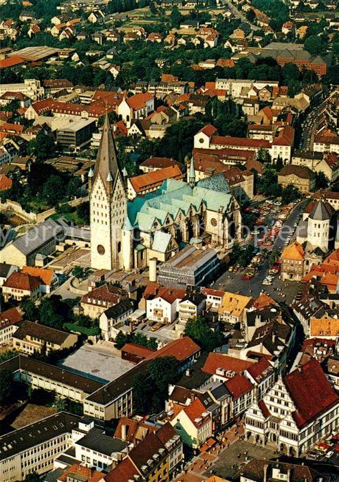 Paderborn Fliegeraufnahme mit Kaiserpfalz Dom Gaukirche Rathaus