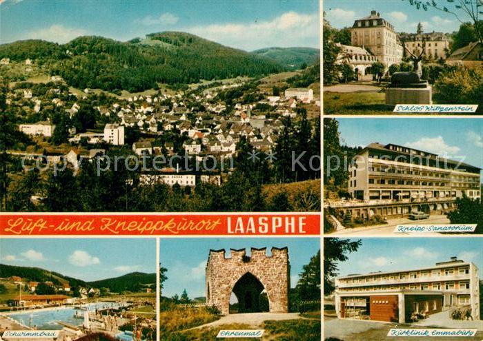 Bad Laasphe Stadtblick Schloss Wittgenstein Kneipp Sanatorium Schwimmbad Ehremal