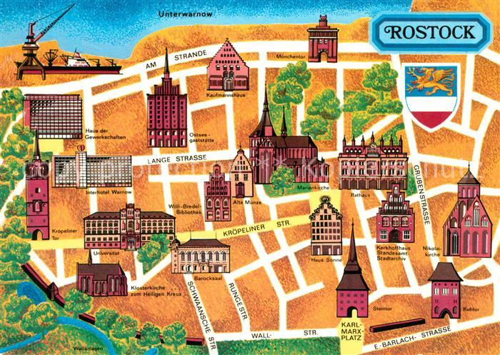 ROSTOCK  CITY Stadtplan Illustration