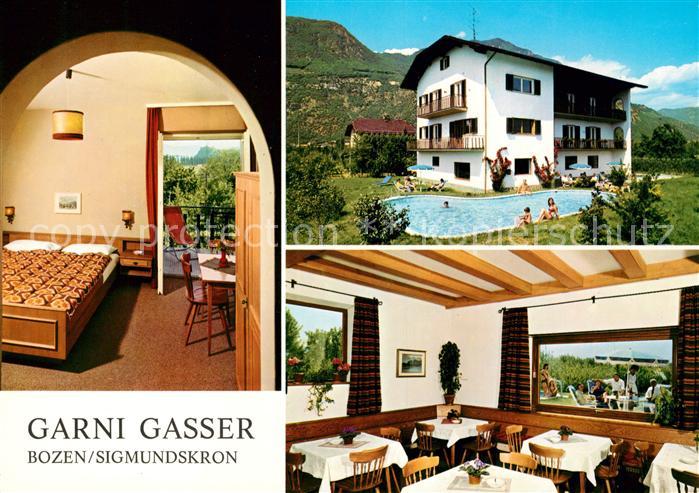 Bozen Suedtirol Garni Gasser Sigmundskron Gaststube Swimmingpool