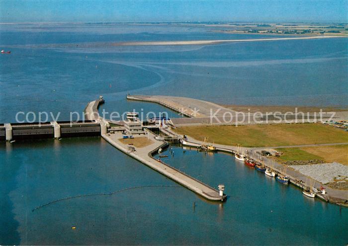 Eiderstedt Eiderdamm mit Sperrwerk Fliegeraufnahme