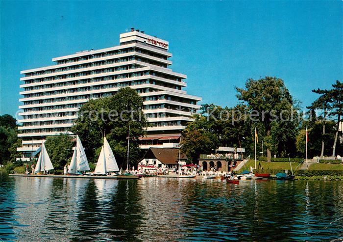 Malente-Gremsmuehlen Kurhotel Intermar mit Promenade und Bootscafe am Dieksee