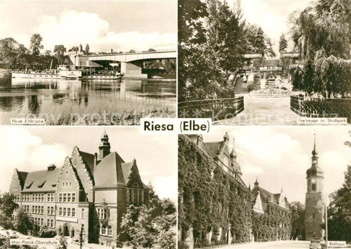 Riesa Sachsen Neue Elbbruecke Freitreppe Stadtpark Rathaus