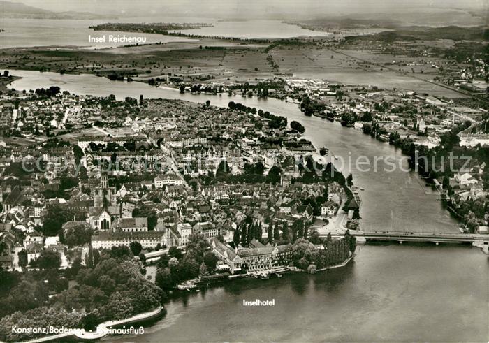 Konstanz Bodensee Fliegeraufnahme Rheinausfluss Inselhotel