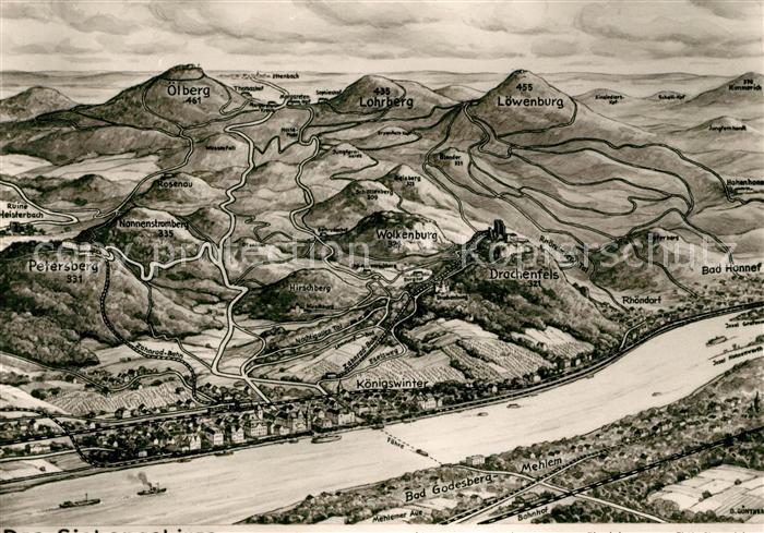 Godesberg Bad Panoramakarte Petersberg