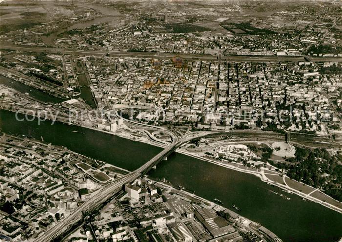 Ludwigshafen Rhein Fliegeraufnahme Rheinbruecke