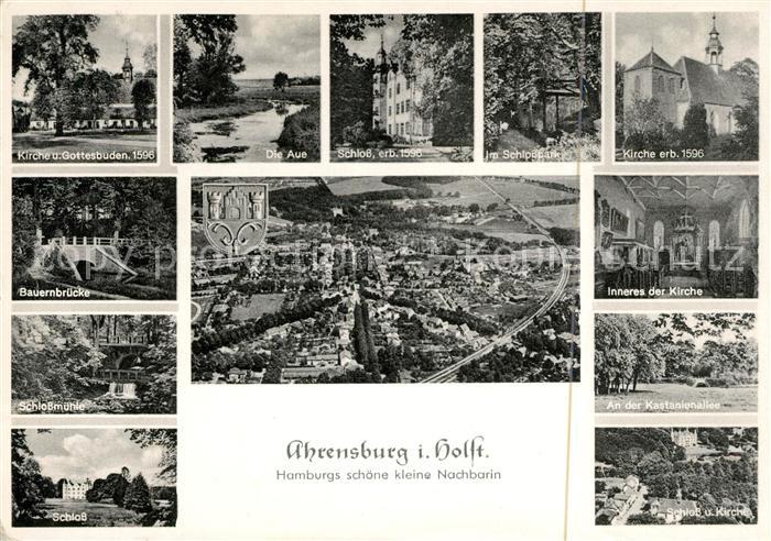 Ahrensburg Kirche Gottesbuden Aue Schloss Schlosspark Kirche Schlossmuehle