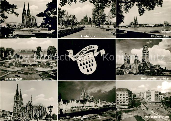 Koeln Rhein Dom Hohenzollernbruecke Rheinufer