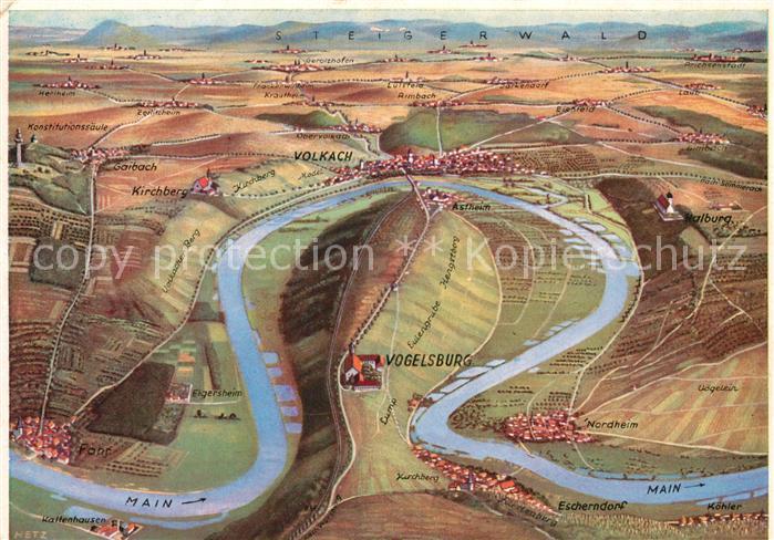 Vogelsburg Volkach Panoramakarte