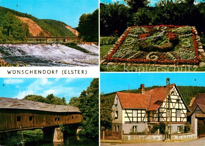 Wuenschendorf Elster Elsterwehr Blumenuhr Alte Holzbruecke