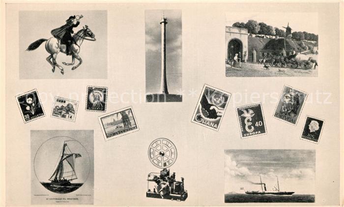 Briefmarken auf Postkarte Daenemark Telegrafmuseum Kobenhavn