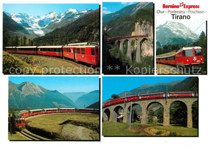 Eisenbahn Bernina-Express Morteratsch Landwasser-Viadukt Alp Gruem