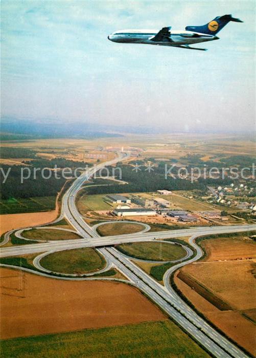 Lufthansa Flughafen Koeln Bonn Autobahnkreuz Fliegeraufnahme