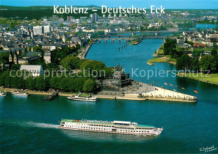 Motorschiffe Koblenz am Rhein Mosel Deutsches Eck Fliegeraufnahme