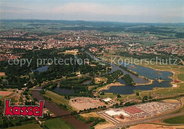 KAssEL  CITY Fliegeraufnahme Stadtpark Karlsaue Fulda Mesehallen
