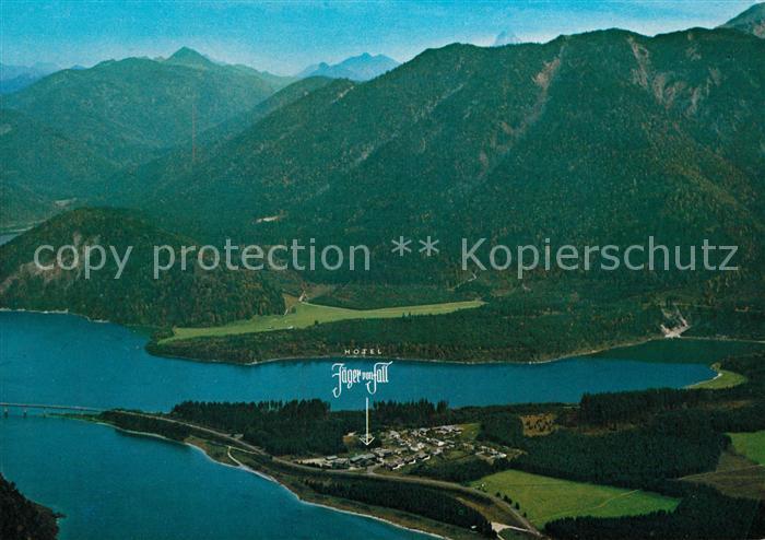 Fall Bad Toelz Fliegeraufnahme Sylvensteinstausee Hotel Jaeger von Fall