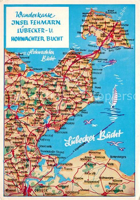 Insel Fehmarn Wanderkarte Luebecker und Hohwachter Bucht