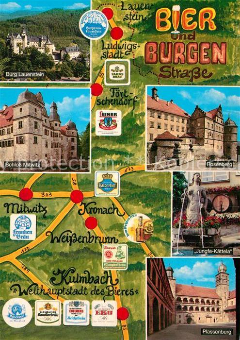 Kulmbach Bier und Bergen Strasse Burg-Lauenstein Rosenberg Plassenburg Schloss-M