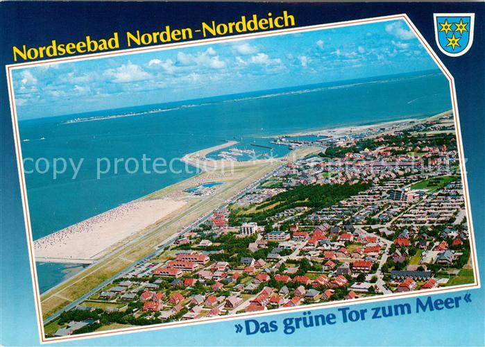 Norden Norddeich Ostfriesland Fliegeraufnahme mit Strand Hafen