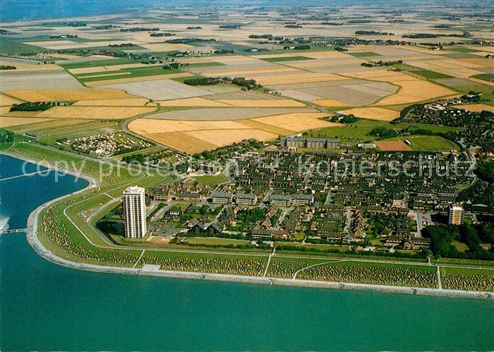 Buesum Nordseebad Fliegeraufnahme mit Strand Perlebucht