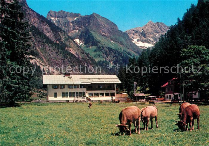 Oytal bei Oberstdorf mit Oytalhaus Kuehe