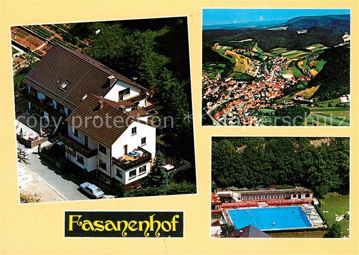 Datterode Fliegeraufnahme Pension Cafe Fasanenhof Freibad