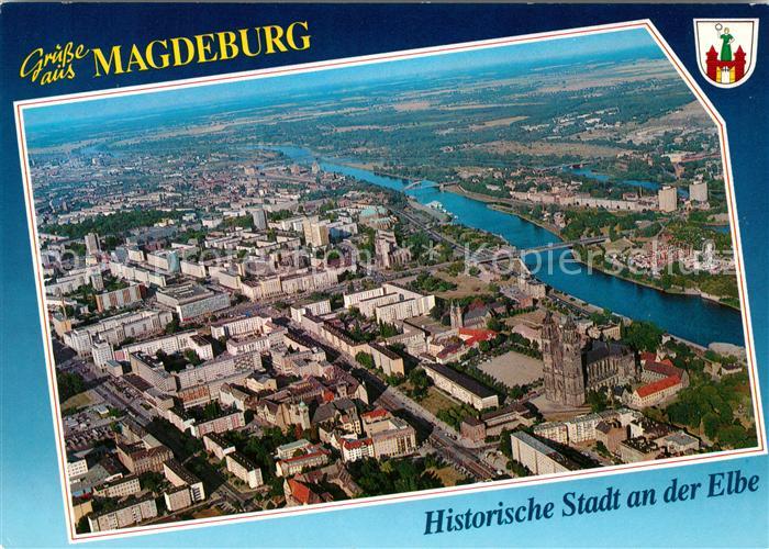 Magdeburg Fliegeraufnahme Elbpartie