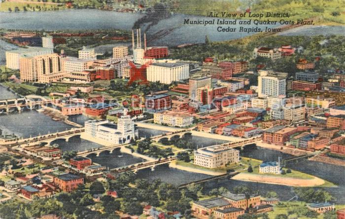 Cedar Rapids Iowa Fliegeraufnahme Municipal Island Quaker Oats Plant